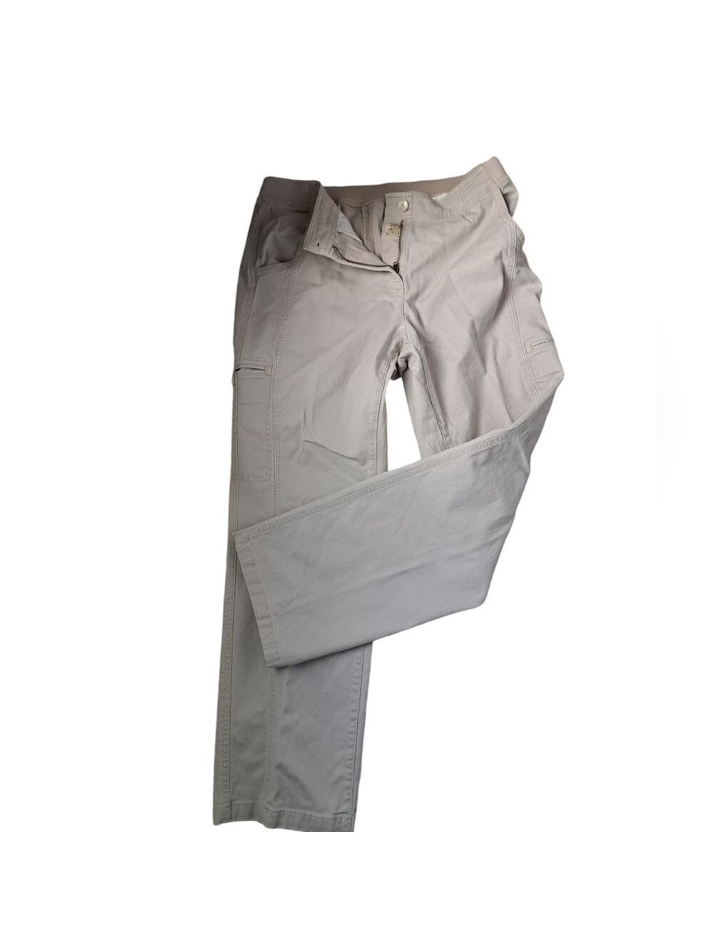 L.L. BEAN Classic Fit khaki cargo pants elastic back stretch cotton roomy leg 14